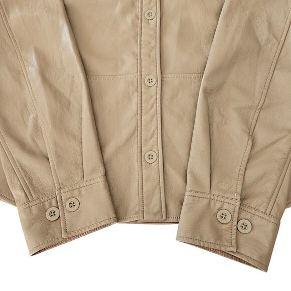 Women's Aritzia Babaton Pelli Hip Shirt Jacket Vegan Leather Constant Camel M - Picture 9 of 16